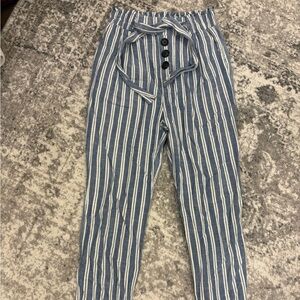 Stradivarius Blue and White Striped Chinos
